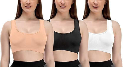 Women's Nylon & Cotton Non Padded Non-Wired Sports Bra